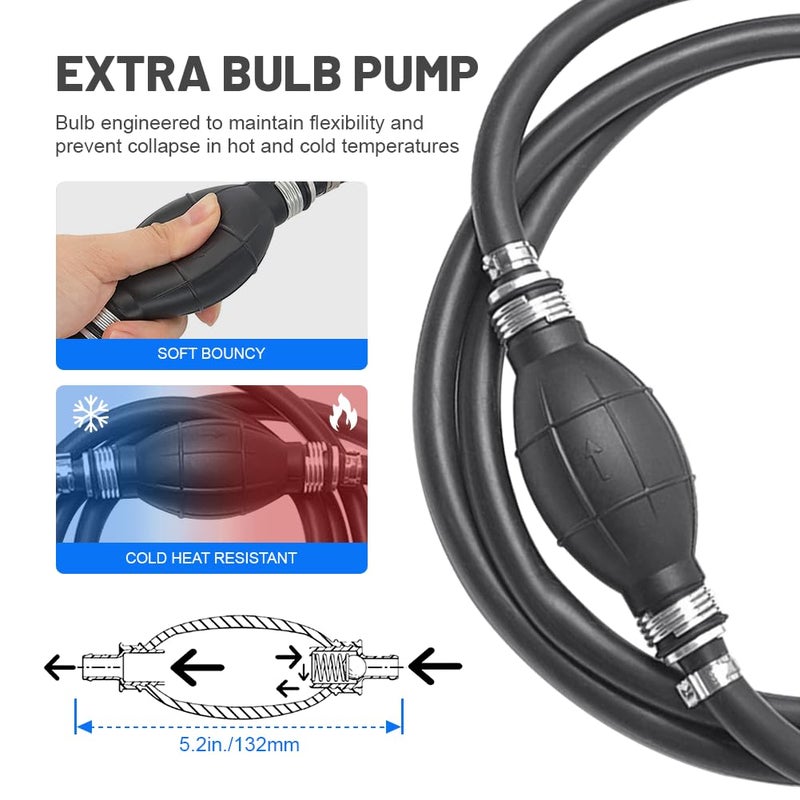 GZYF 3/8" Rubber Marine Outboard Boat Motor Fuel Line Assembly Kit with Primer Bulb Clamps, 6FT - Image 3